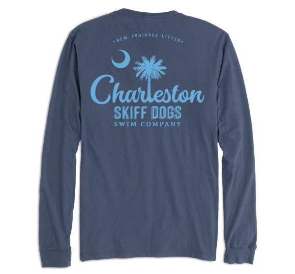 Skiff Dogs Hometown: Long Sleeve T-Shirt - Navy