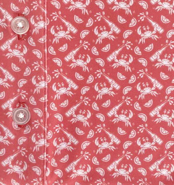 Upcycled Club Polo: Drunken Crab - Coral