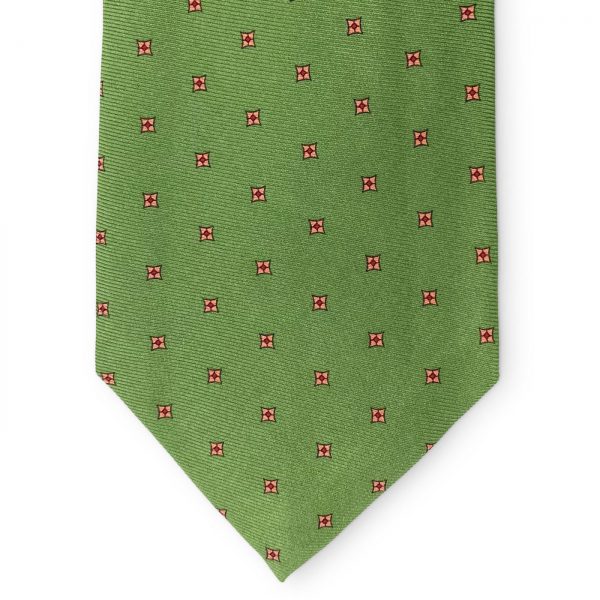 Square Foulard: Tie - Green/Pink