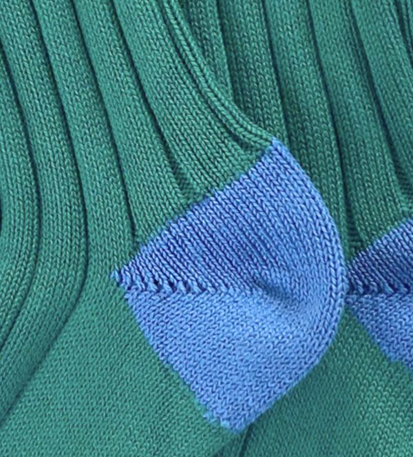 Wide Wale: Green/Blue - Cushioned Combed Cotton