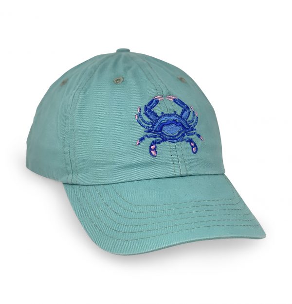 Blue Crab: Embroidered Twill Cap - Gulf Aqua