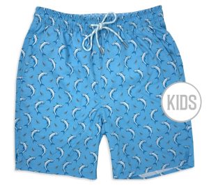 Tarpon Tricks: Kid's Swim Trunks - Turquoise